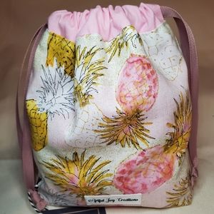 Pink Pineapples Drawstring Bag